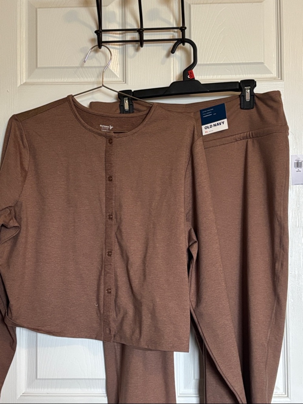 Old Navy Heather Brown Knit Button-Up Top and Matching Pants XL PETITW